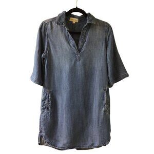 Cloth & Stone Top Women’s XS Extra Small Blue Chambray Shirt Dress Tunic Denim